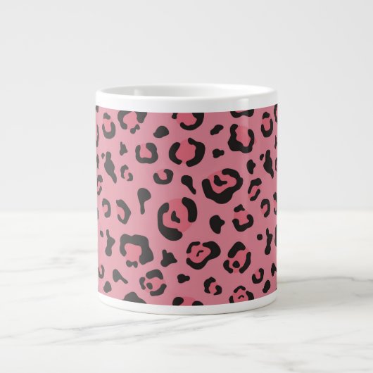 Illustratie van het roze leopard-dier grote koffiekop (Voorkant)