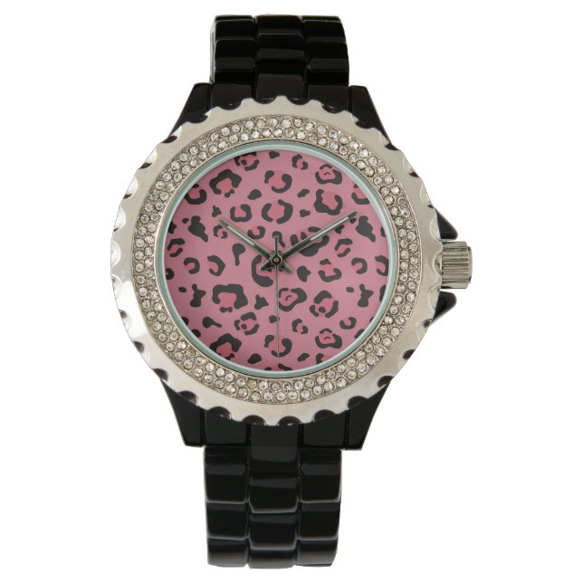 Illustratie van het roze leopard-dier horloge (Voorkant)