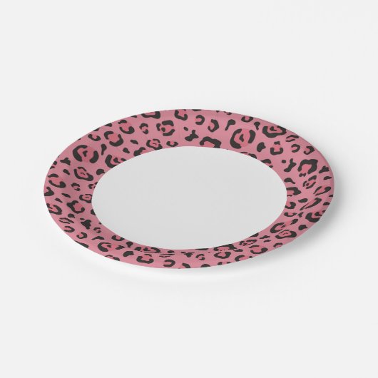 Illustratie van het roze leopard-dier papieren bordje (Gekanteld)