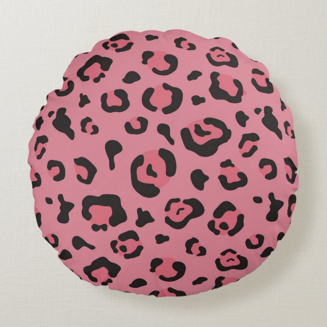Illustratie van het roze leopard-dier rond kussen (Voorkant)