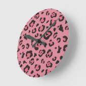 Illustratie van het roze leopard-dier ronde klok (Hoek)