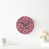 Illustratie van het roze leopard-dier ronde klok (Huis)