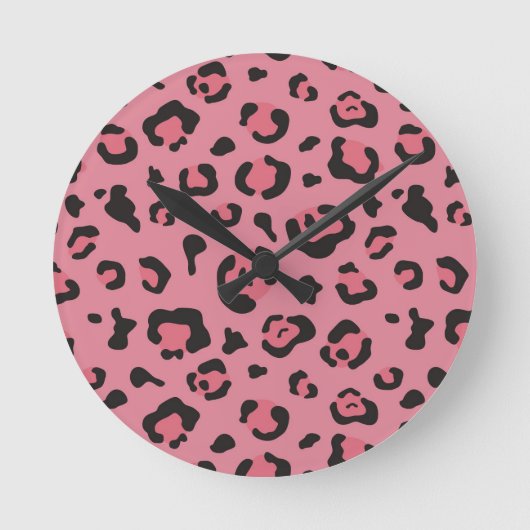 Illustratie van het roze leopard-dier ronde klok (Voorkant)