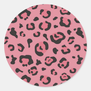 Illustratie van het roze leopard-dier ronde sticker