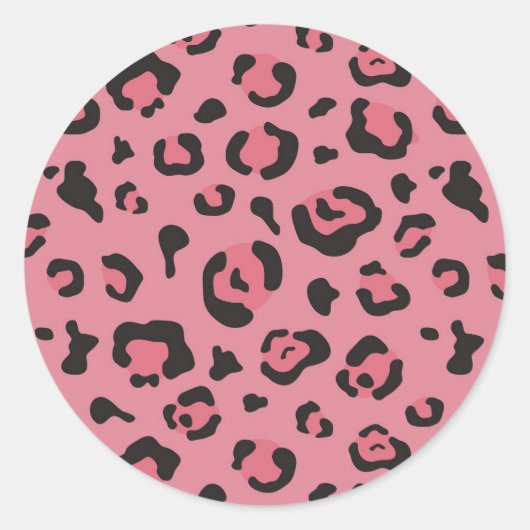 Illustratie van het roze leopard-dier ronde sticker (Voorkant)