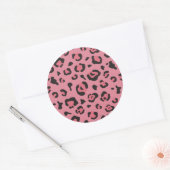 Illustratie van het roze leopard-dier ronde sticker (Envelop)