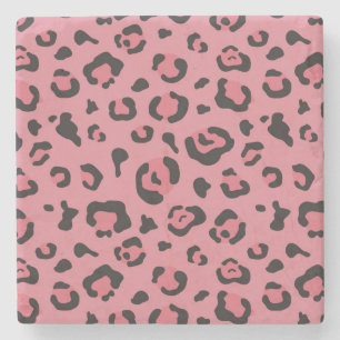 Illustratie van het roze leopard-dier stenen onderzetter