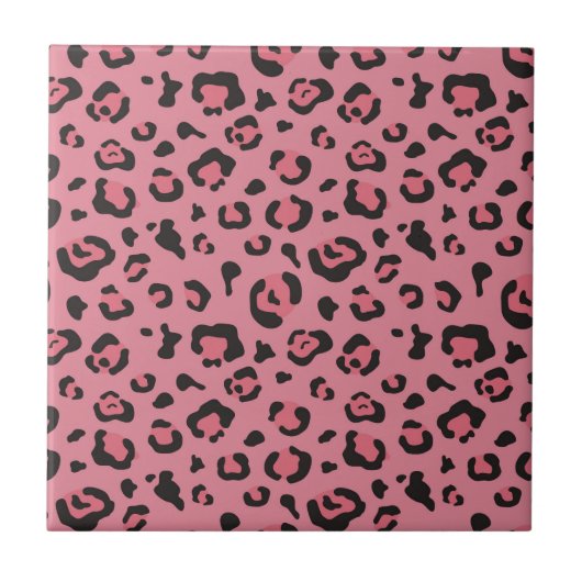 Illustratie van het roze leopard-dier tegeltje (Voorkant)