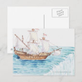Illustratie van het schip dat de rand van de water briefkaart (Voorkant / Achterkant)