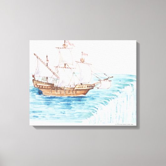 Illustratie van het schip dat de rand van de water canvas afdruk (Voorkant)
