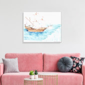 Illustratie van het schip dat de rand van de water canvas afdruk (Insitu (Woonkamer))