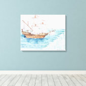 Illustratie van het schip dat de rand van de water canvas afdruk (Insitu (Houten vloer))