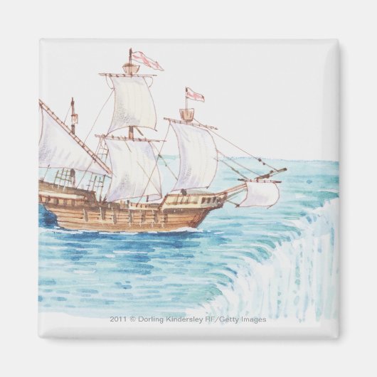 Illustratie van het schip dat de rand van de water magneet (Voorkant)