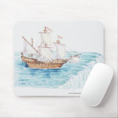 Illustratie van het schip dat de rand van de water muismat (Met muis)