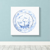 Illustratie van het schip op het bord Iznik uit de Canvas Afdruk (Insitu (Houten vloer))