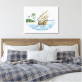 Illustratie van het schip van de 16e eeuw nabij he canvas afdruk (Insitu (Slaapkamer))