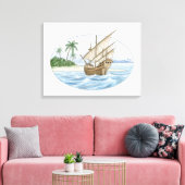Illustratie van het schip van de 16e eeuw nabij he canvas afdruk (Insitu (Woonkamer))