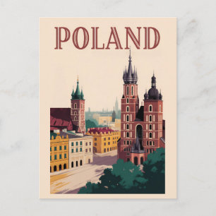 Illustratie van het silhouet van Polen Reis Kunst  Briefkaart
