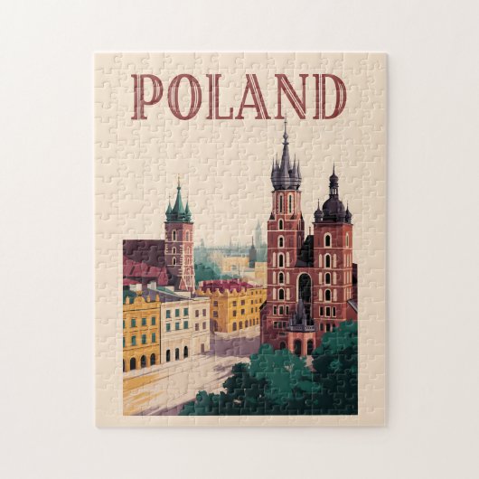 Illustratie van het silhouet van Polen Reis Kunst Legpuzzel (Verticaal)