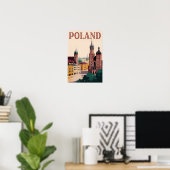 Illustratie van het silhouet van Polen Reis Kunst Poster (Thuiskantoor)