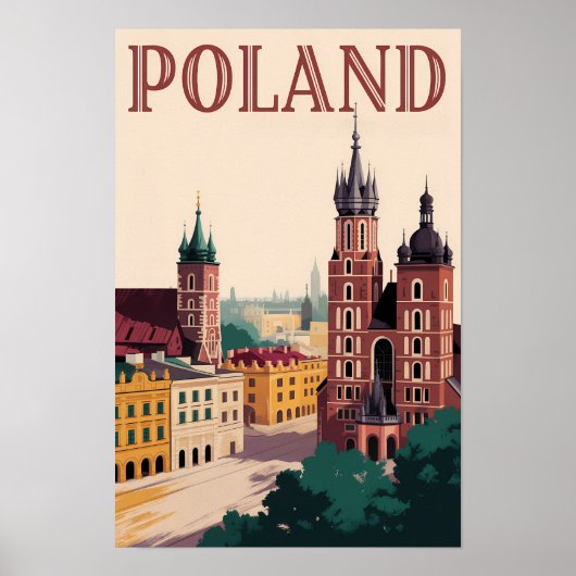 Illustratie van het silhouet van Polen Reis Kunst Poster (Voorkant)