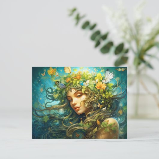 Illustratie van het sterrenbeeld Maagd Briefkaart (Staand voorkant)