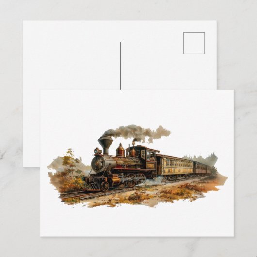  illustratie van het stoomtreinlandschap briefkaart (Voorkant / Achterkant)