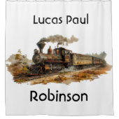  illustratie van het stoomtreinlandschap douchegordijn