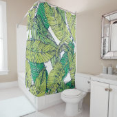 illustratie van het tropische eilandblad/ douchegordijn (In situ)