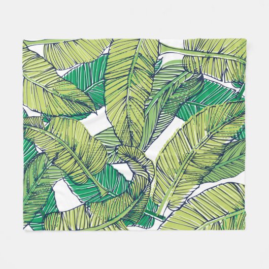 illustratie van het tropische eilandblad/ fleece deken (Voorkant (Horizontaal))