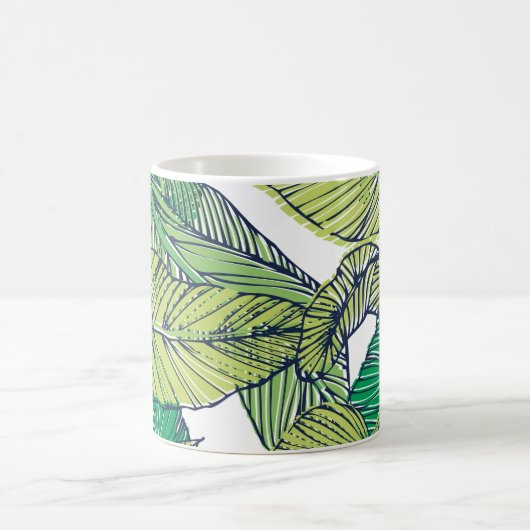 illustratie van het tropische eilandblad/ koffiemok (Center)