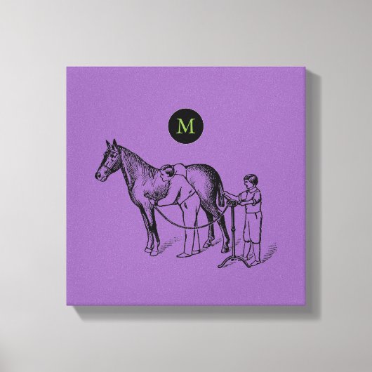 illustratie van het uitknippen van paarden Monogr Canvas Afdruk (Voorkant)