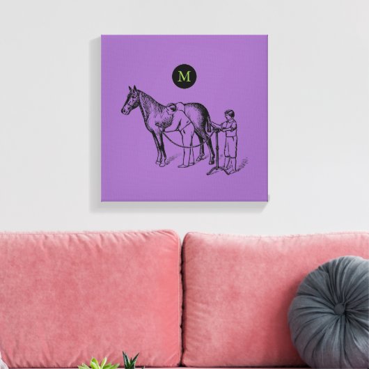 illustratie van het uitknippen van paarden Monogr Canvas Afdruk (Insitu (Woonkamer))