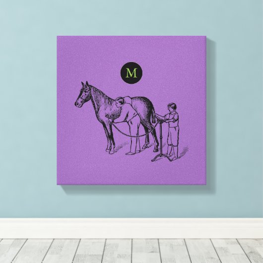 illustratie van het uitknippen van paarden Monogr Canvas Afdruk (Insitu (Houten vloer))