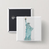 Illustratie van het Vrijheidsbeeld Vierkante Button 5,1 Cm (Voorkant /achterkant)