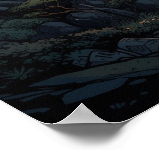 Illustratie van het wikkelpad naar het berghuis poster (Hoek)