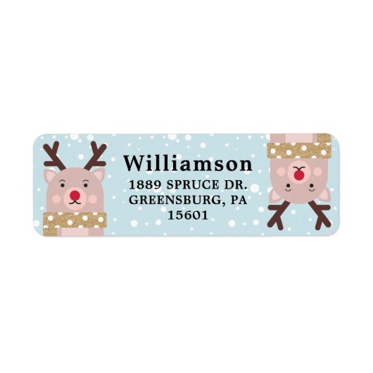 Illustratie van het winterrendierkarakter etiket (Voorkant)