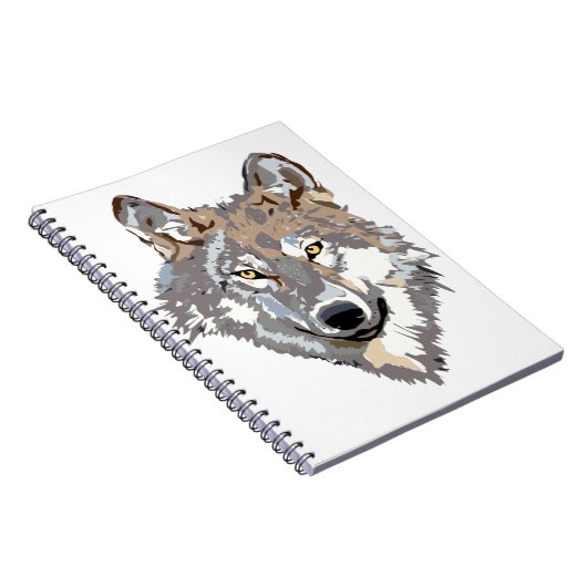 Illustratie van het wolvenhoofd vooraan notitieboek (Rechterzijde)