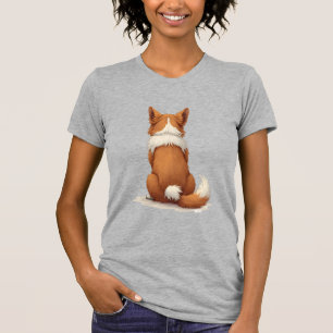 Illustratie van hondenachteraanzicht op witte acht t-shirt