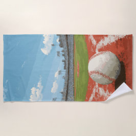 Illustratie van honkbalstadionveld strandlaken