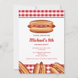 Illustratie van hotdog fastfood verjaardagsfeestje kaart