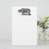  illustratie van huishog - 1800's Varkens Briefpapier (Staand voorkant)