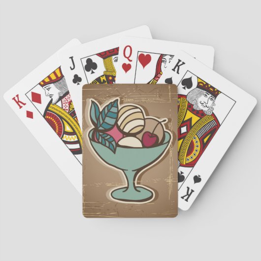 Illustratie van ijscrème in retrostijl pokerkaarten (Achterkant)