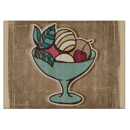 Illustratie van ijscrème in retrostijl snijplank (Voorkant)