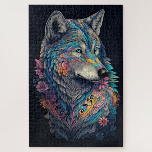 Illustratie van jagerwolf legpuzzel