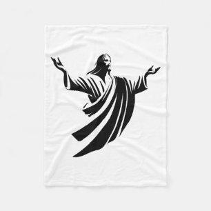 Illustratie van Jezus Christus schaduw met open ar Fleece Deken
