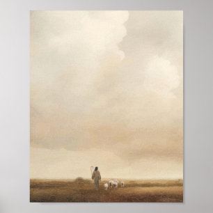 Illustratie van Jezus die met het Lam loopt Poster