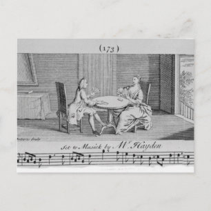 Illustratie van Joseph Haydn naar Sheet Music Briefkaart