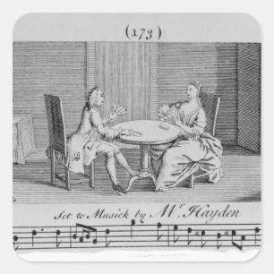 Illustratie van Joseph Haydn naar Sheet Music Vierkante Sticker