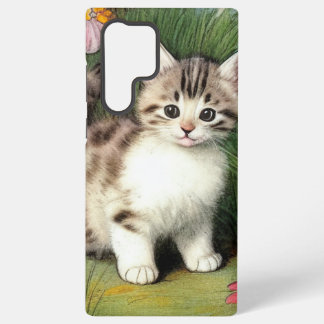 Illustratie van kat uit grootmoeders tijd met rode samsung galaxy hoesje